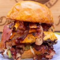 Bacon Double Cheese · Freshly ground double one-third pound beef patties, American cheese, crispy bacon, mayonnais...
