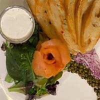 Smoked Salmon · Served with capers, onions, our horseradish sauce and toast points.