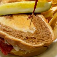 Celtic Reuben · House-made corned beef stacked high with Swiss cheese and thousand island dressing on grille...