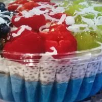 Iceburg · Granola, chia pudding, grapes, raspberries, blueberries, coconut shavings, honey