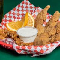 Chicken Tenders & Fries · Served with ranch, honey mustard or blue cheese dressing.