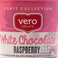 White Chocolate Raspberry · White Chocolate gelato swirled with raspberry jam