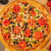 Veggie · Cheese, Mushrooms, Black Olives, Green Olives, Tomatoes, Onions and Green Peppers!