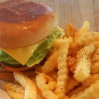 Vegetable Burger  · French fries or coke. Burger made with cheese and fresh lettuce, tomato, cucumber and vegeta...