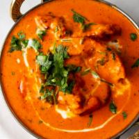 Butter Chicken · Boneless dark or white (as preferred by customer) meat chicken cooked with exquisite creamy ...