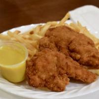 Chicken Tenders · Served with honey mustard or barbecue sauce on the side.