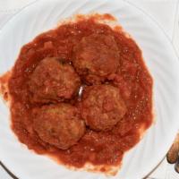 Meatballs · Four homemade all-beef meatballs smothered in our famous marinara sauce.