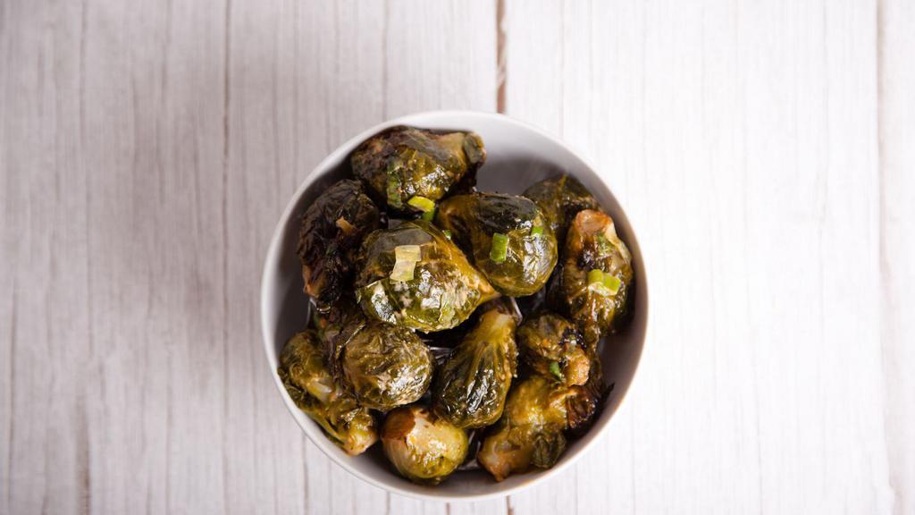 Crispy Brussel Sprouts · Delectable Crispy Brussel Sprouts made with Dried Cranberries, Goat Cheese and Pesto Aioli.