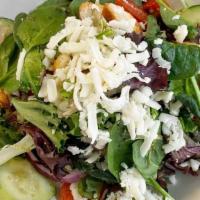 House Salad · Mixed Field Greens, Cherry Tomatoes, Red Onion, Cucumbers, . Freshly Made Croutons & Mozz Ch...