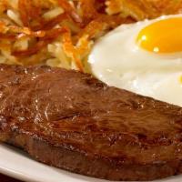 8 Oz Steak & Eggs · Our famous steak, 3 X-Large eggs with hash browns or grits served with toast and jelly.