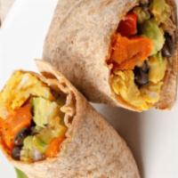 Veggie Breakfast Burrito · A veggie medley, scrambled eggs, beans, and wrapped in a flour tortilla. Served with a side ...