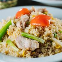 Thai Fried Rice · Fried rice with egg, tomatoes and onions.