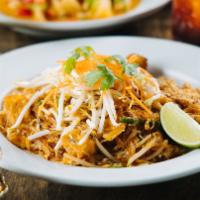 Glass Noodle Pad Thai · Glass noodles, bean sprouts, tofu, eggs, crushed peanuts, scallions in a sweet tamarind papr...
