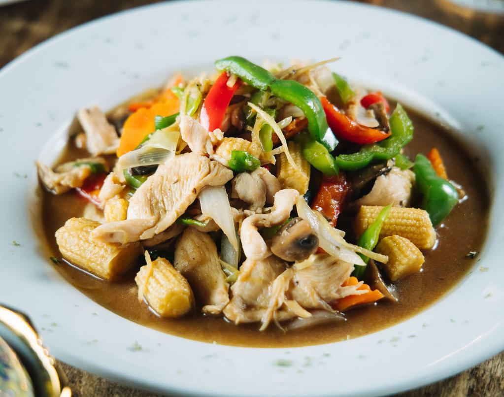 Ginger Ginger · Choice of meats stir-fried with fresh ginger and assorted vegetables.