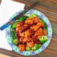 General Tso'S Chicken · Spicy level one. Tender chunks of boneless chicken marinated in chili hot sauce.