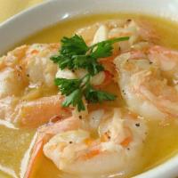 Shrimp Focaccia · Sauteéd in olive oil with garlic and onions served with a white wine lemon sauce.