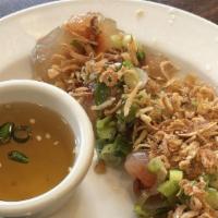 Chewy Shrimp And Pork Dumplings (7) (Banh Bot  Loc) · 7 pieces of Vietnamese pork and shrimp dumplings. The pork-and-shrimp-filled dumpling is wra...
