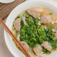 Meatball Pho (Pho Bo Vien) · Pho noodle soup served with beef meatball with a very authentic Pho taste.