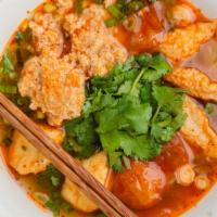 Fish Cake, Tofu & Crab Meat Noodle Soup (Bún Riêu Tàu Hũ, Chả Cá) · 