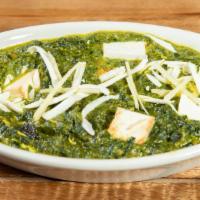 Saag Paneer · Fresh farmers cheese cooked in flavorful spinach curry.