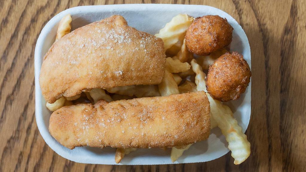 Child'S Fish Dinner-Whiting · 1 Piece (no skin, no bone), Fry, Hush Puppies (2 Pieces), Tartar Sauce (2 Ounce)