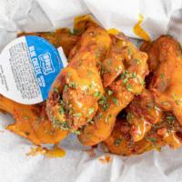 3 Whole Wings · SERVED WITH RANCH , BLUE CHEESE, OR HONEY MUSTARD.