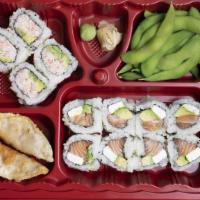 Pick Any 1 Classic Roll · Any one Classic roll, with California roll, 2 piece gyoza, salad, miso soup, edamame and rice.