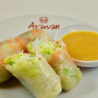 2 Salad Rolls · Two salad rolls with shrimp or tofu, rice noodles, and vegetables, served with peanut sauce.