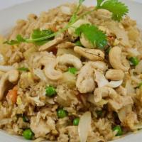 89 Pineapple Fried Rice · Cashew nuts, onions, tomatoes, pineapples, egg, peas and carrots.