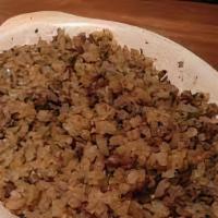 Dirty Rice · Cajun seasoning, ground beef, ground sausage, white rice, broth, bell pepper, celery, onion,...
