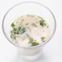 Leche De Tigre · Tiger's milk is a Peruvian typical drink made from ceviche’s juices with lemon, ginger, garl...