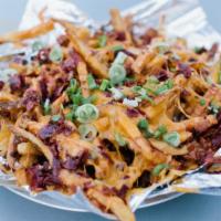Classic Cheese Fries · Crispy fries, cheddar, bacon, chives, ranch.