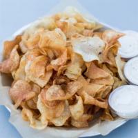 Chips & Dip · Homemade potato chips, French onion dip. Add Bleu Cheese Crumbles for an additional charge.