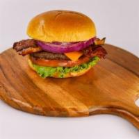 Chicken Bacon Ranch Burger · It comes with chicken patty, tomato, onion, lettuce, ranch and choice of cheese. This is a f...