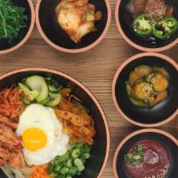 Spicy Korean Bibimbap · Assorted vegetables (Onion, Carrot, Spicy Cabbage, Green Onion, Zucchini, Spicy Radish), Spi...