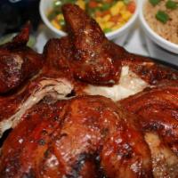 Whole Chicken & 3 Sides & 2 Liter Soda · Served with choice of three large sides and 2 Liter Soda