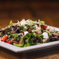 Wine Country Salad · grapes, strawberries, candied pecans,  parmesan, mixed greens, goat cheese,  raspberry vinai...