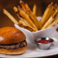 Lil Baker'S Burger · Served with your choice of French fries or. house chips. Substitute a fruit cup for $1.