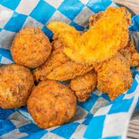 Chicken And Boudin Basket · 6 Freid chicken and  3 fried boudin balls