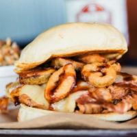 The Rocket Pig · Joe's pulled pork tossed in a sweet-hot competition BBQ glaze, bacon, pepper Jack cheese, an...