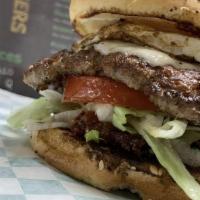 Ob'S Burger · Bun, beef patties, cheese, bacon jam, lettuce, tomato, fried egg, mayo