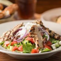 Insalata Di Pollo · Large house salad with grilled chicken.