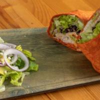 Chipotle Wrap · Chipotle tortilla, lettuce, tomatoes, corn, black beans, avocado, turkey Cheddar cheese, chi...