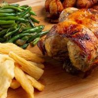 Family Fiesta For Four · Whole marinated charbroiled chicken. Served with three large sides. 4 yellow and 4 green sau...