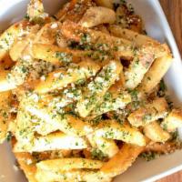 Truffle Fries · House Fries Tossed in Black Truffle Oil, Grated Parmesan  and Fresh Parsley