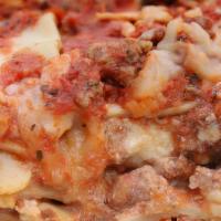 Lasagna, Meat And Cheese · Layered pasta sheets, ground meatballs, bolognese meat sauce, parmesan, ricotta, mozzarella,...