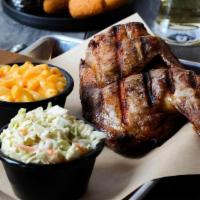 Memphis Half Chicken Plate · Hickory-smoked 2-3 hrs, bone-in, served with two Southern Sides.. Add a Garden or Caesar Sid...