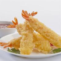 Shrimp Tempura · 6 pieces of lightly breaded and fried shrimp.