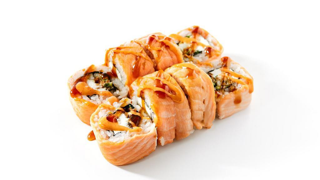 Crispy Fish Roll · Salmon tempura rolled in crunchy drizzled with eel sauce and spicy mayo.
