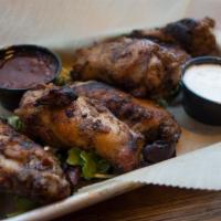 Chicken Wings · Choice of buffalo or honey bbq